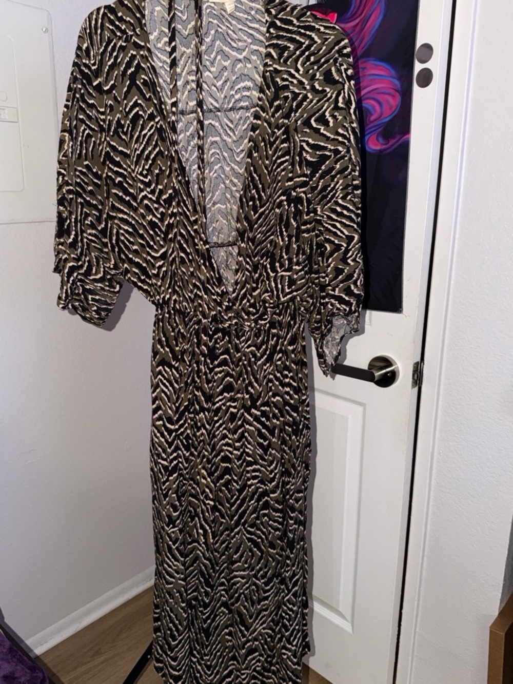 loralette Black and Cream Animal-Print Maxi Dress
